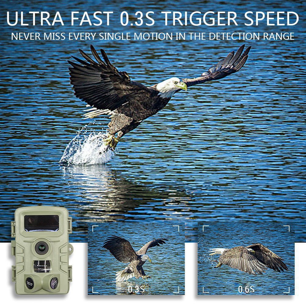 4K 48MP Jagdkamera mit 2.0 LCD, 46 LED Infrarot Nachtsicht, 0.3-0.6s Auslöser, 120° PIR Sensor