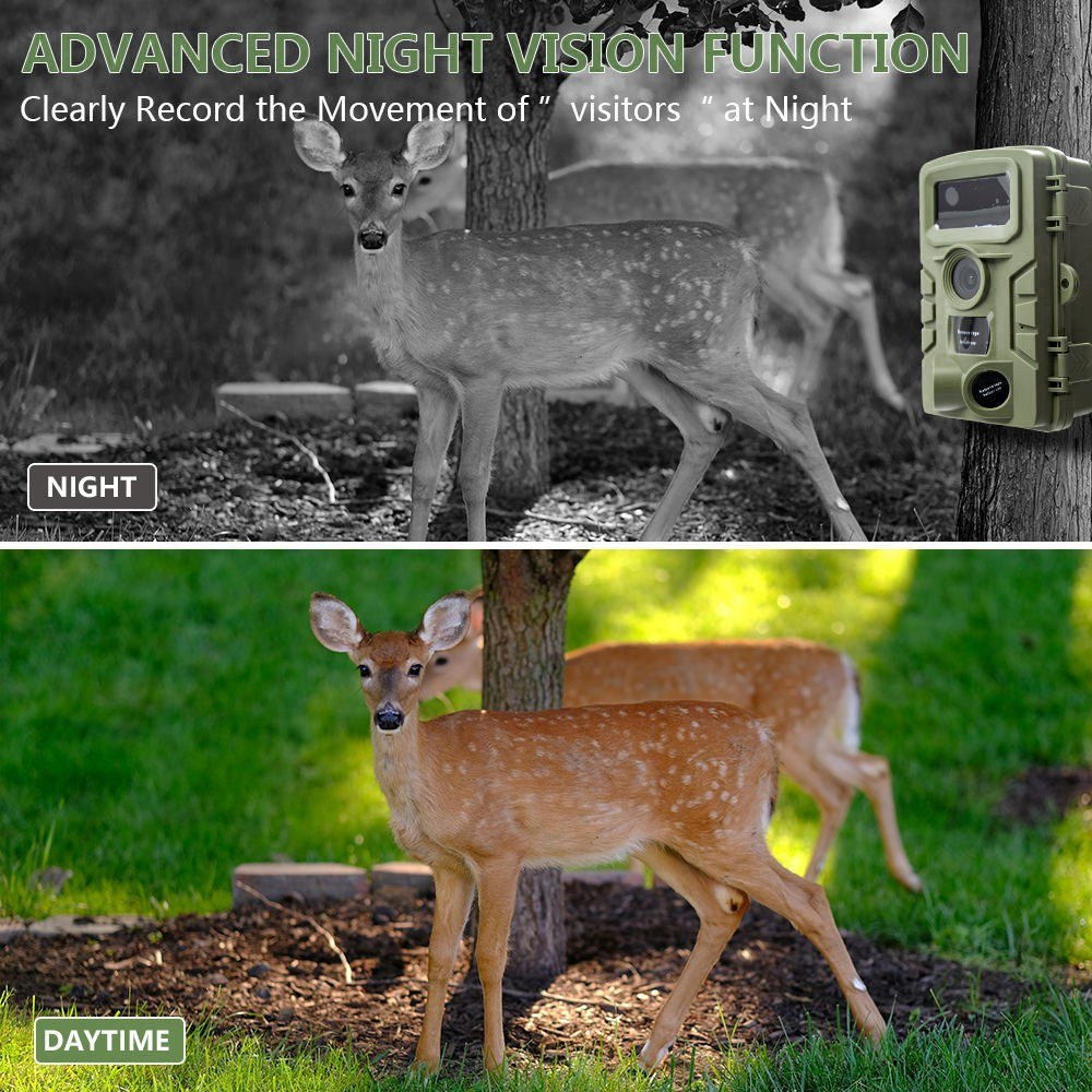 4K 48MP Jagdkamera mit 2.0 LCD, 46 LED Infrarot Nachtsicht, 0.3-0.6s Auslöser, 120° PIR Sensor