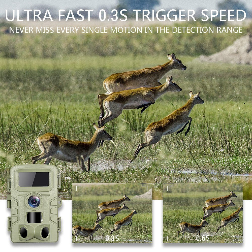 4K 48MP Jagdkamera mit 2.0 LCD, 46 LED Infrarot Nachtsicht, 0.3-0.6s Auslöser, 120° PIR Sensor