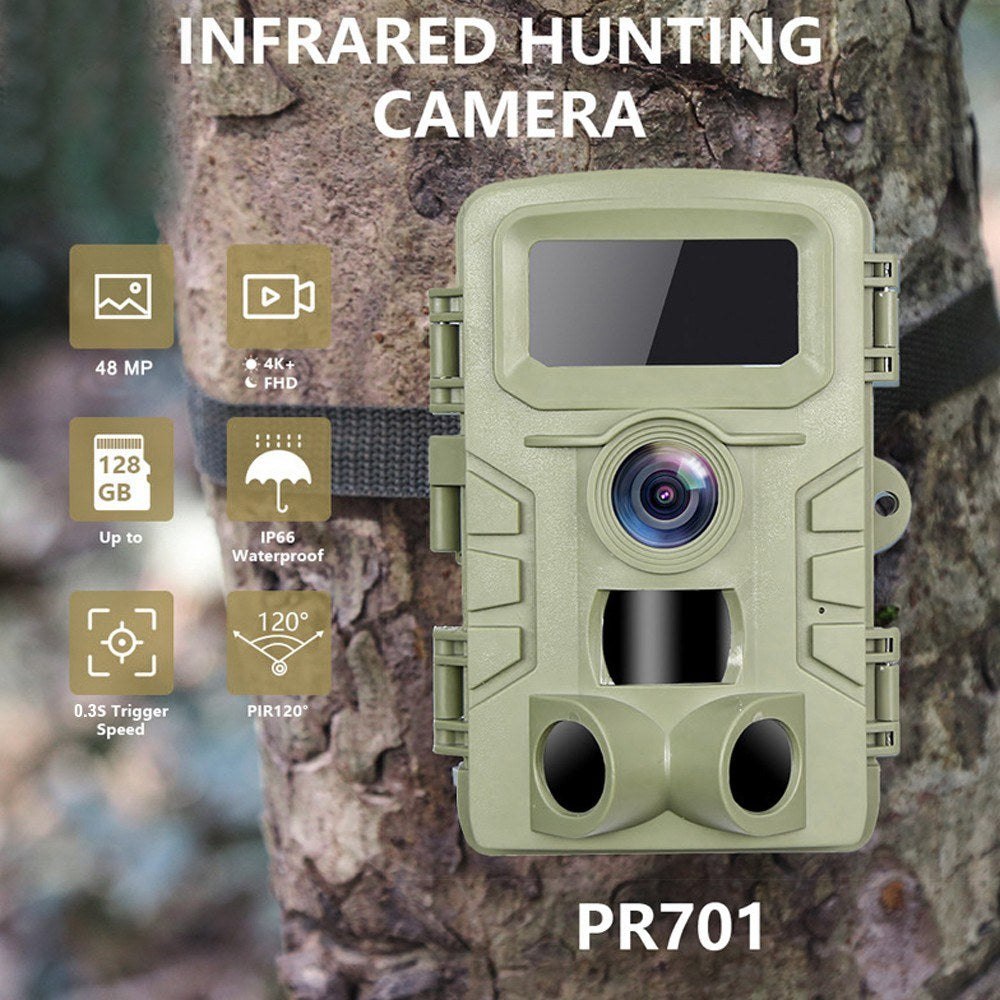 4K 48MP Jagdkamera mit 2.0 LCD, 46 LED Infrarot Nachtsicht, 0.3-0.6s Auslöser, 120° PIR Sensor