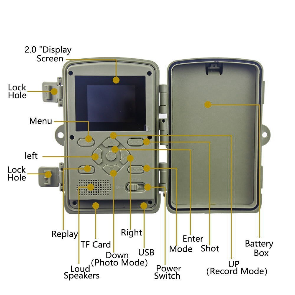 4K 48MP Jagdkamera mit 2.0 LCD, 46 LED Infrarot Nachtsicht, 0.3-0.6s Auslöser, 120° PIR Sensor