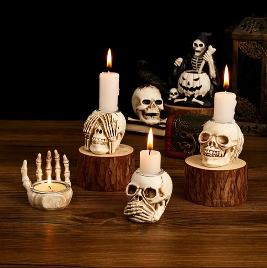 Frendorf | TotenkopfGlühen Skullight 3pc Halloween Schädel Kerzenständer Set