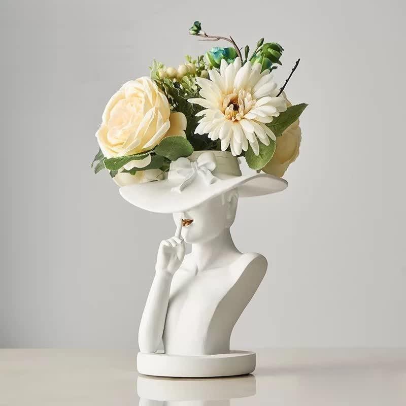 Frendorf | FemiVase Damenhut Design Vase | Kunstvolle Dekoration | Elegantes Wohnaccessoire | Handgefertigt