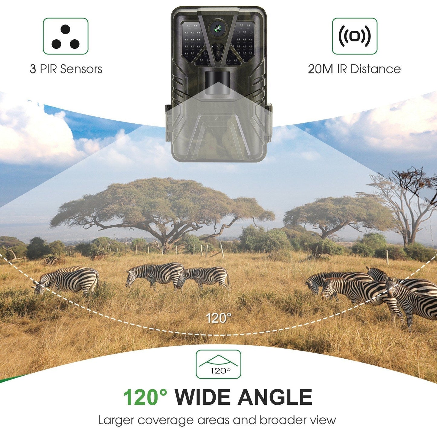 4K WLAN Trail-Kamera 36MP, App-gesteuerte Jagdkamera mit 20m Nachtsicht, 120° PIR-Erkennung, IP65 wasserdicht, verbesserter 5MP Sensor