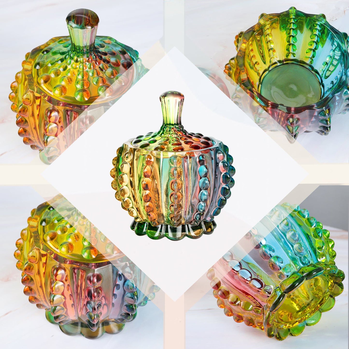 Iridescente Zuckerdose mit Deckel