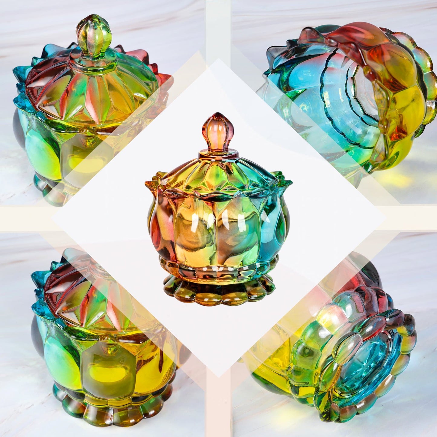 Iridescente Zuckerdose mit Deckel
