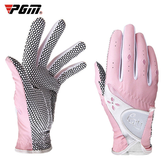Frendorf | PGM Ein Paar Golf Rutschfeste PU Lederhandschuhe für Frauen (Farbe:Pink Größe:21)