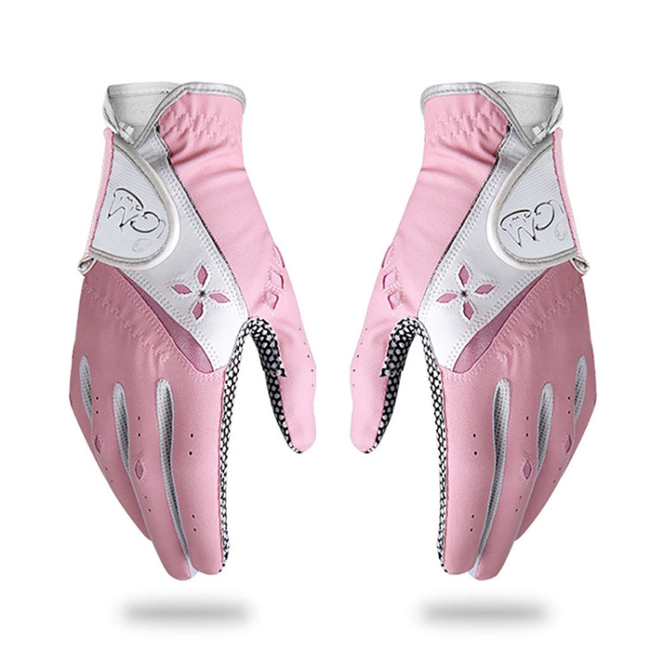 Frendorf | PGM Ein Paar Golf Rutschfeste PU Lederhandschuhe für Frauen (Farbe:Pink Größe:21)