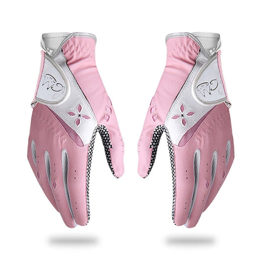 Frendorf | PGM Ein Paar Golf Rutschfeste PU Lederhandschuhe für Frauen (Farbe:Pink Größe:21)