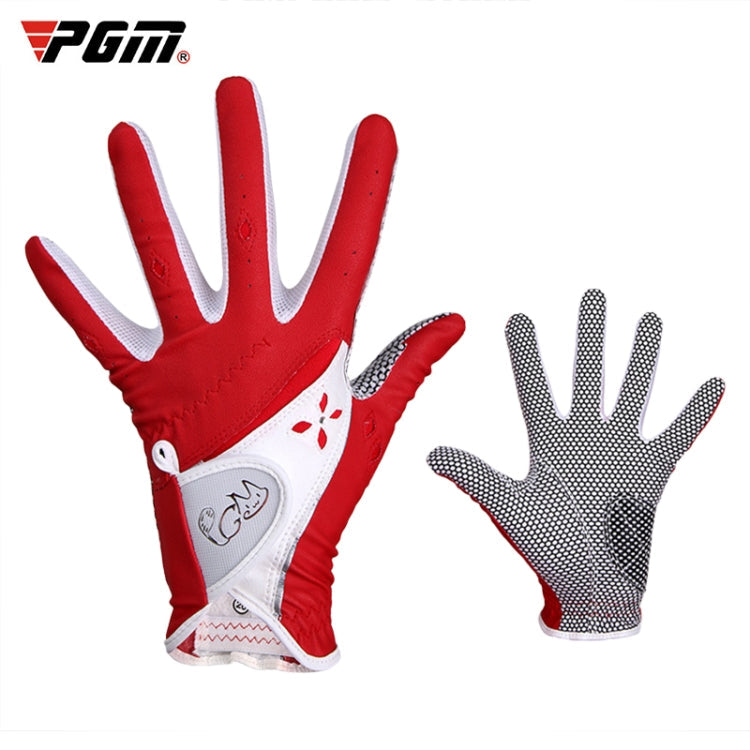 Frendorf | PGM Ein Paar Golf rutschfeste PU-Lederhandschuhe für Frauen (Farbe:Rot Größe:18)