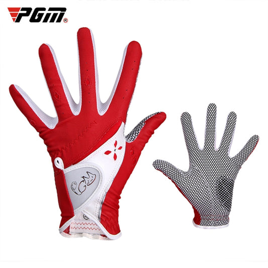 Frendorf | PGM Ein Paar Golf Rutschfeste PU-Lederhandschuhe für Frauen (Farbe:Rot Größe:19)