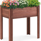 Frendorf | 31X31X16 Zoll Erhöhter Gartenbeet mit Beinen, Erhöhte Holzpflanzbox für Outdoor-Pflanzen Blumen Früchte Gemüse Kräuter Anbau