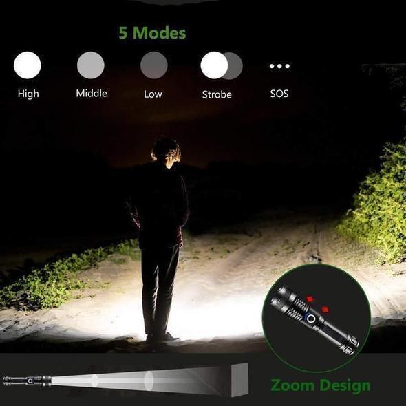 Frendorf | 30000-5000 Lumen Hochleistungs-LED-Taschenlampe, wasserdicht