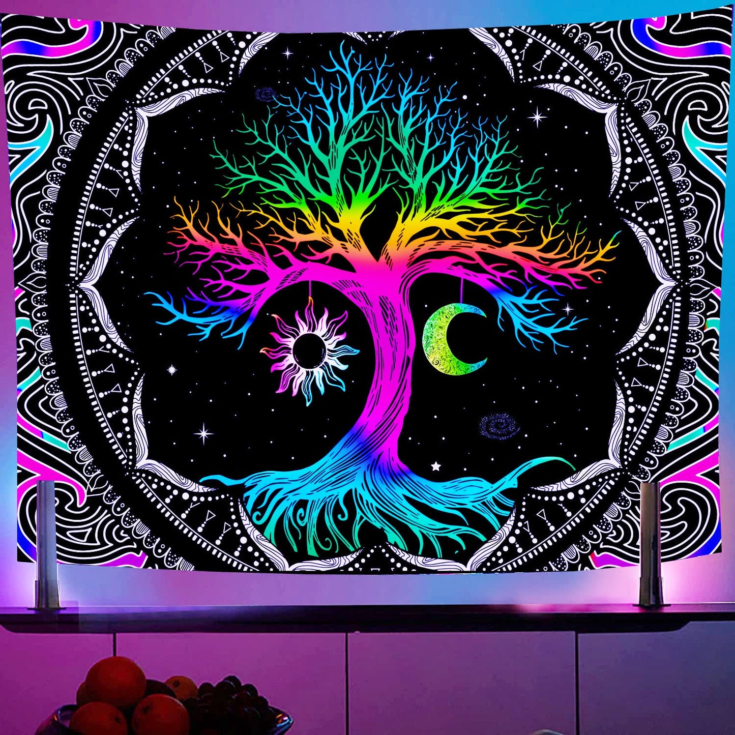 Frendorf Wohnheim Wand Lila Licht Wandbehang