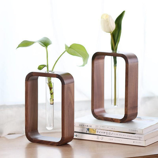 Frendorf | PlantFrame Holz-Glas Pflanzvase | Stilvoller Anzuchtbehälter | Perfekt für Pflanzenliebhaber & Dekoration