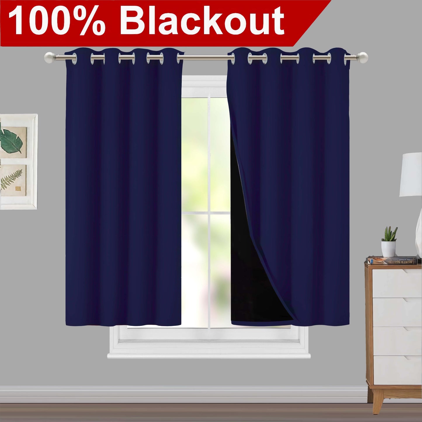 Klassische Blackout-Vorhänge mit Ösen – Thermisch isolierter, nicht bleichbarer Stoff für Wohnzimmer, Schlafzimmer, Küche, stilvolle Wohnkultur
