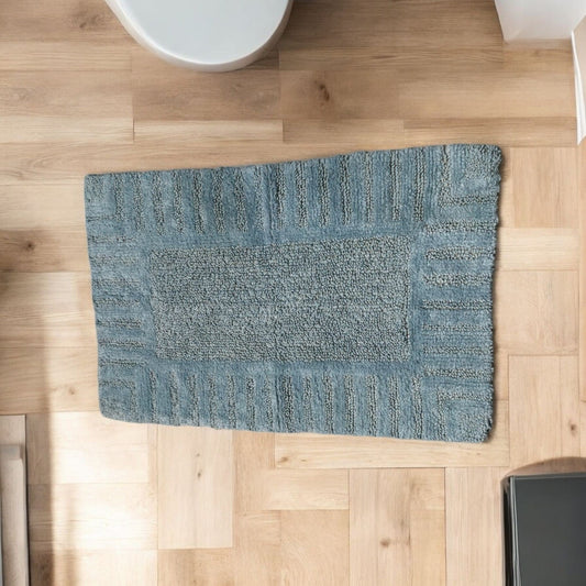 Frendorf | BABY BLUE Badezimmermatte 50x80cm - 100% Baumwolle, weich & saugfähig, rutschfestes Design, schnelltrocknend & maschinenwaschbar - Perfekt für Badezimmer oder Schlafzimmer