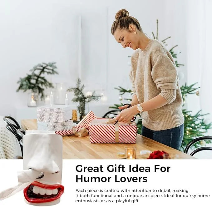 Frendorf | Lustiger Taschentuchboxhalter | Handgemachtes Gesicht mit Nasen-Spender | Originelle Wohn- & Bürodekoration