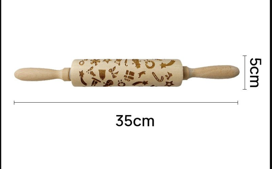 Frendorf | RollArt Prägemuster Nudelholz | Buchenholz Backwerkzeug | Perfekte Muster für Kekse & Teig