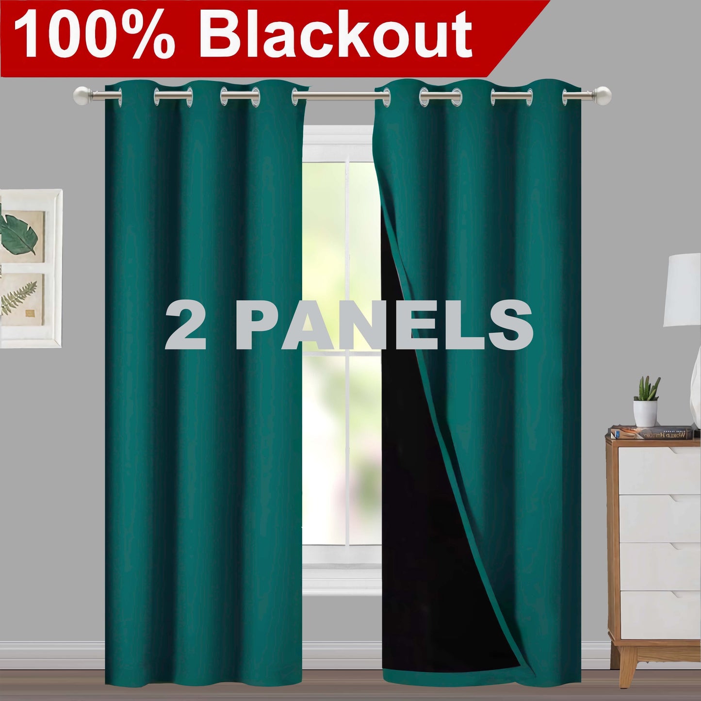 Klassische Blackout-Vorhänge mit Ösen – Thermisch isolierter, nicht bleichbarer Stoff für Wohnzimmer, Schlafzimmer, Küche, stilvolle Wohnkultur