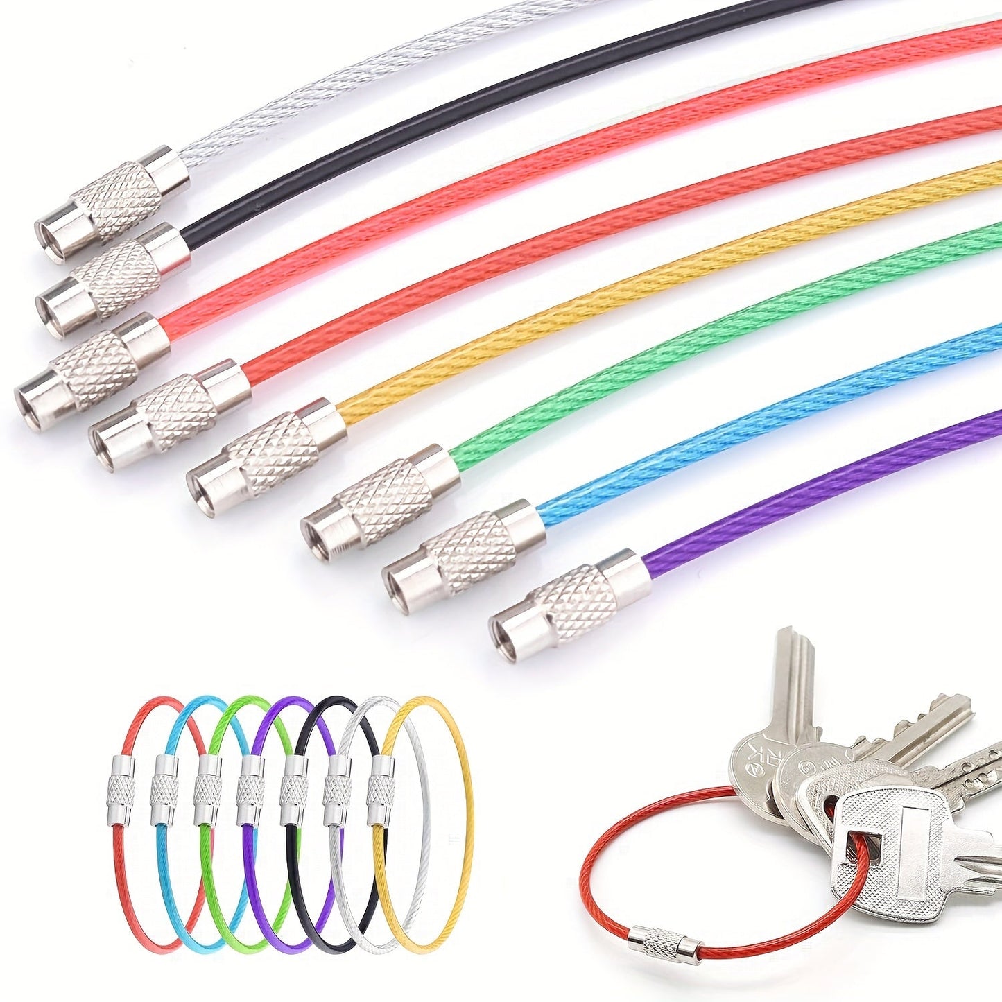 Frendorf | Stahl Kabel Schlüsselanhänger Set – Nachhaltige Schlüsselanhänger für Reisen und Aktivitäten im Freien