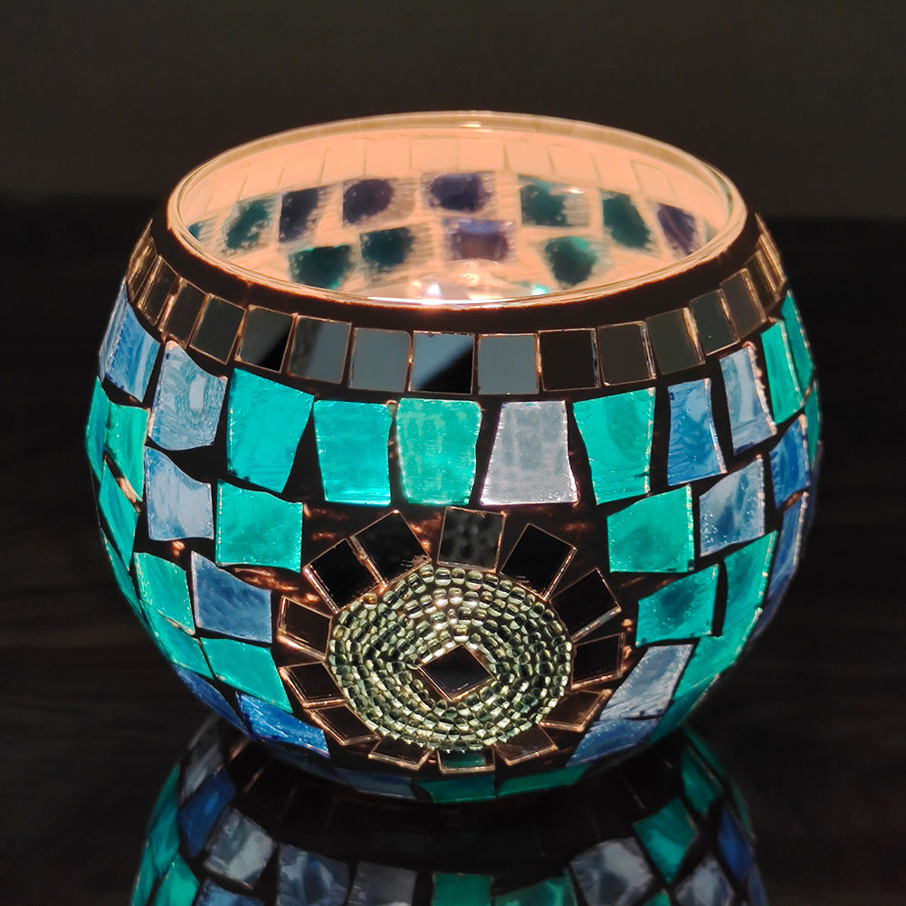Frendorf Europäischer Retro Glas Mosaik Teelichthalter