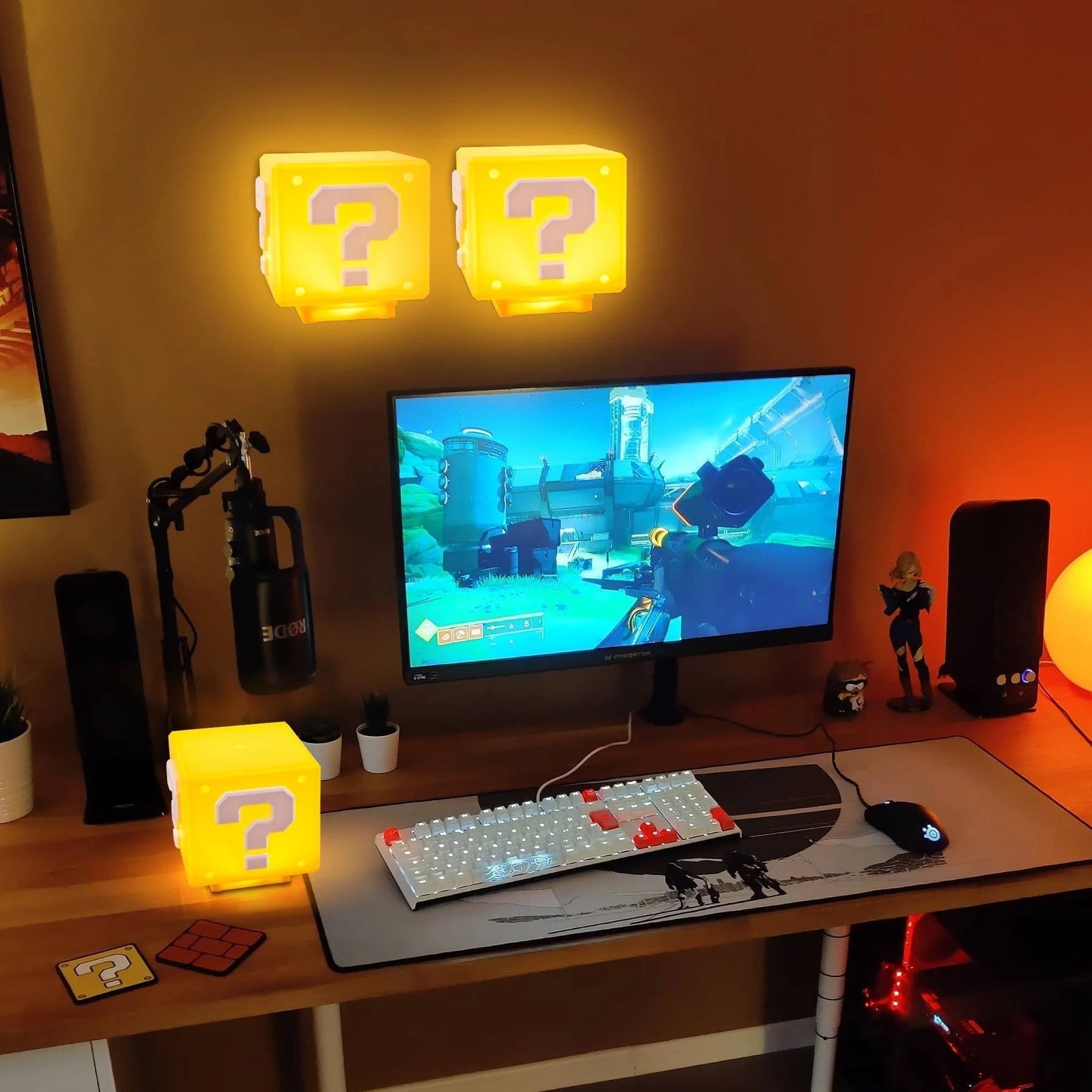Frendorf | Power-Up Block Nachtlampe - Super Mario-inspirierte Spieldekoration