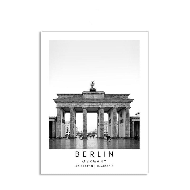 Schwarz-Weiße Städte Leinwand Poster