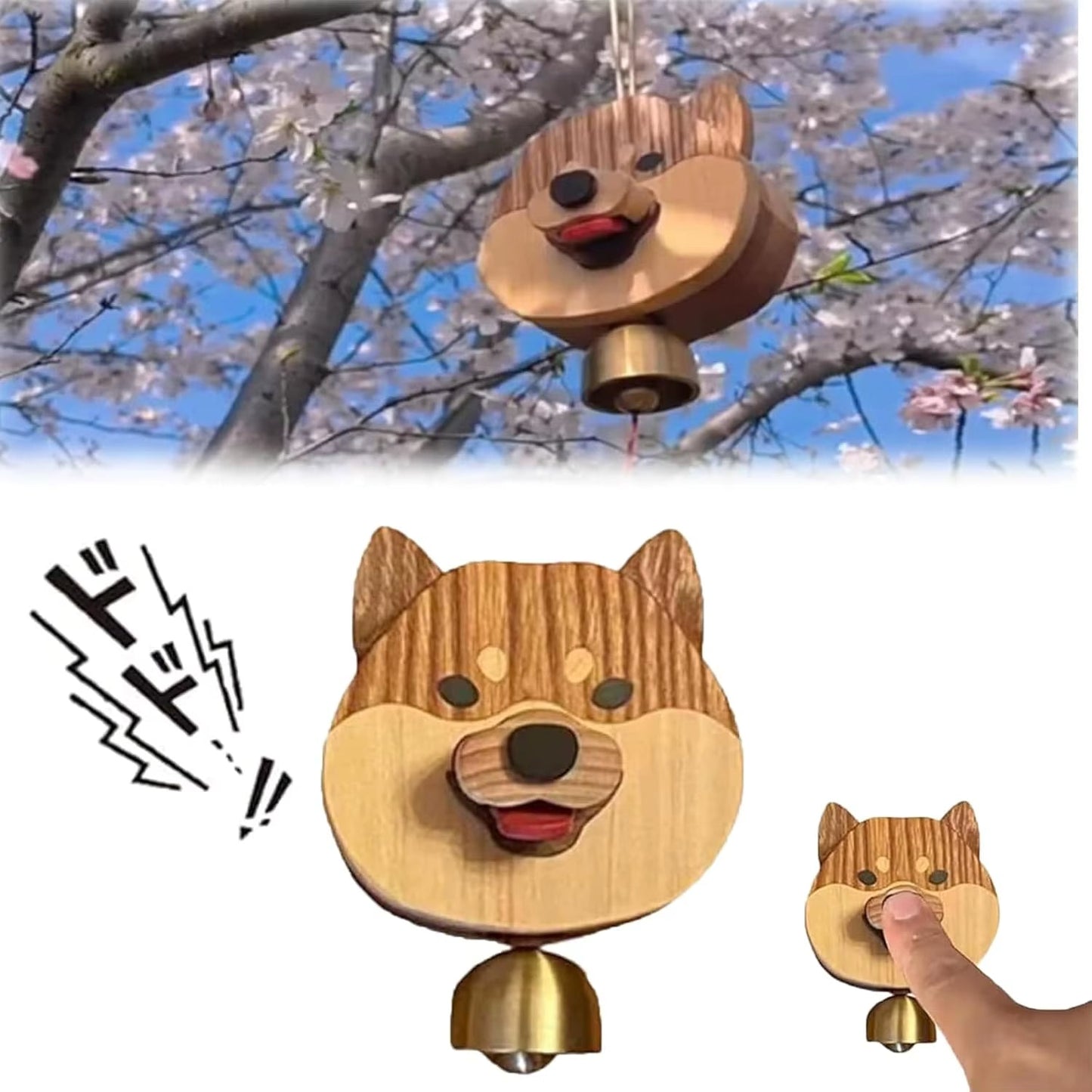 Frendorf | Verspielt Shiba Hund Gesicht Holz Klingel