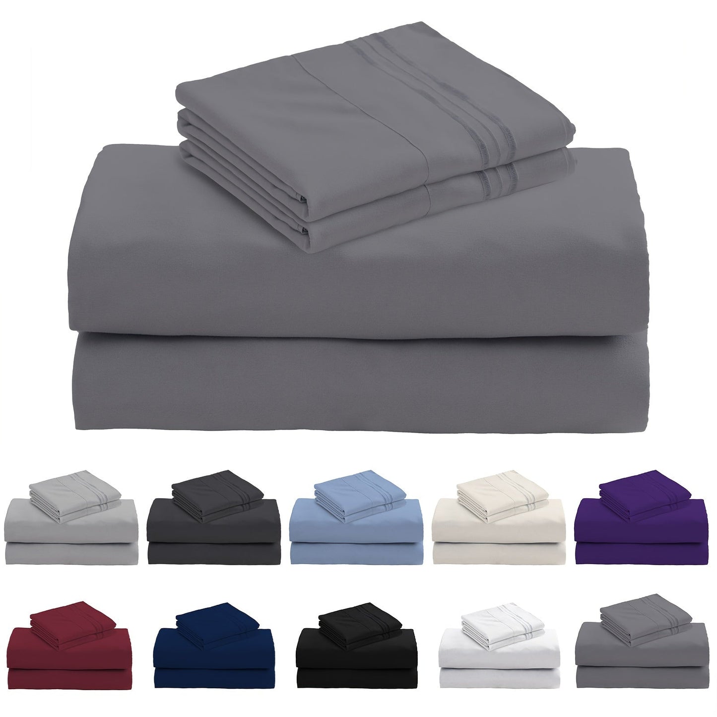 3/4-Teil 15" Tiefe Tasche Bettwäsche Set – Superweiche Mikrofaser-Bettlaken, kühlend und atmungsaktiv, luxuriöse Hotel-Spannbetttücher (enthält 1 Bettlaken, 1 Spannbettlaken und 1/2 Kissenbezüge)