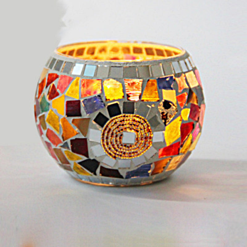 Frendorf Europäischer Retro Glas Mosaik Teelichthalter