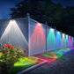 Solarzaunlichter Außen warmweiß & RGB wechselnde Solar Decklichter, LED Solarlichter für Außen Wand Geländer Terrasse Treppe Schritt Garten Hinterhof