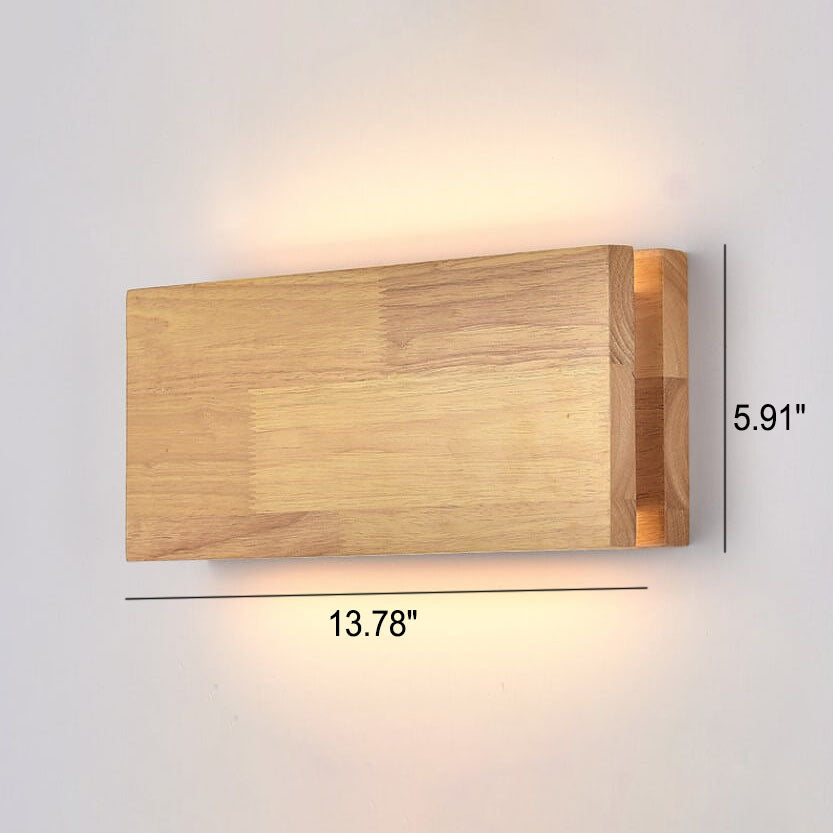 Frendorf | WabiLight Japanische Wabi-Sabi Holz-LED Wandlampe | Rechteckig oder Quadratisch | Warmes Ambiente