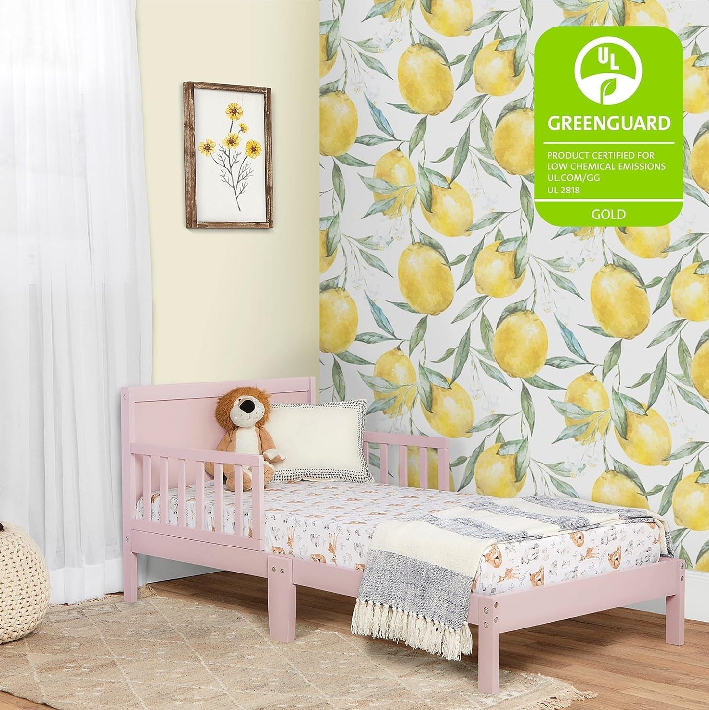 Frendorf | 648-WHT Brookside Kleinkindbett, 53L X 29B X 28H, Blush Pink/Weiß