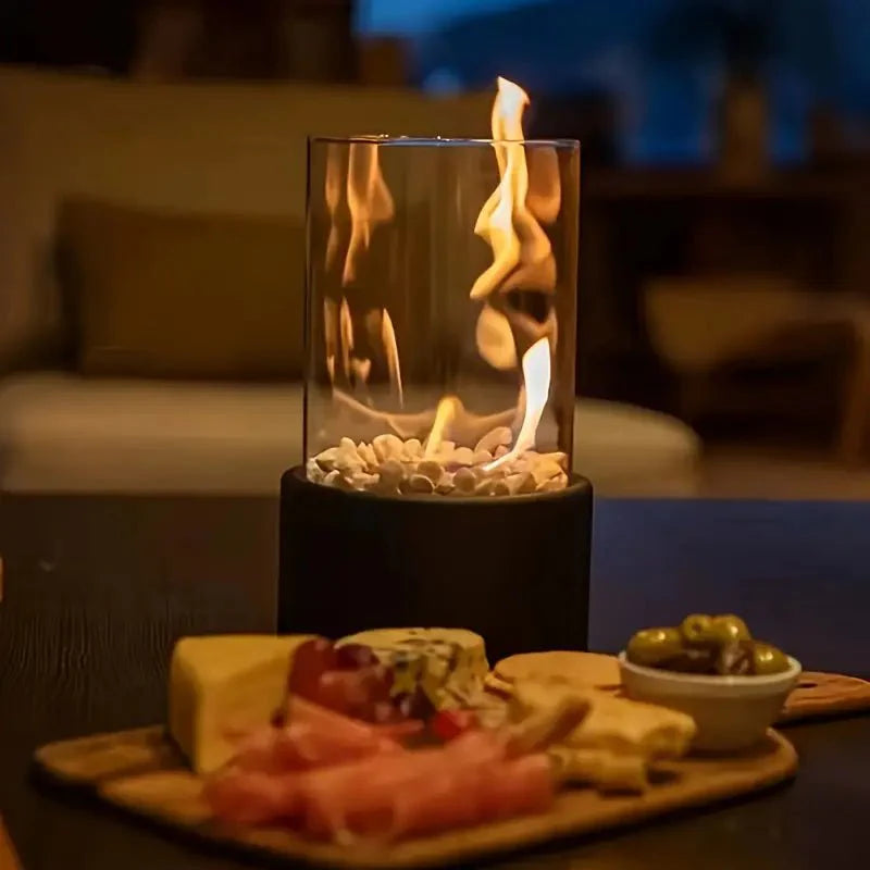 FlameWave Moderne Tragbare Feuerstelle | Stilvolle Atmosphärefeuerstelle für Innen und Außen