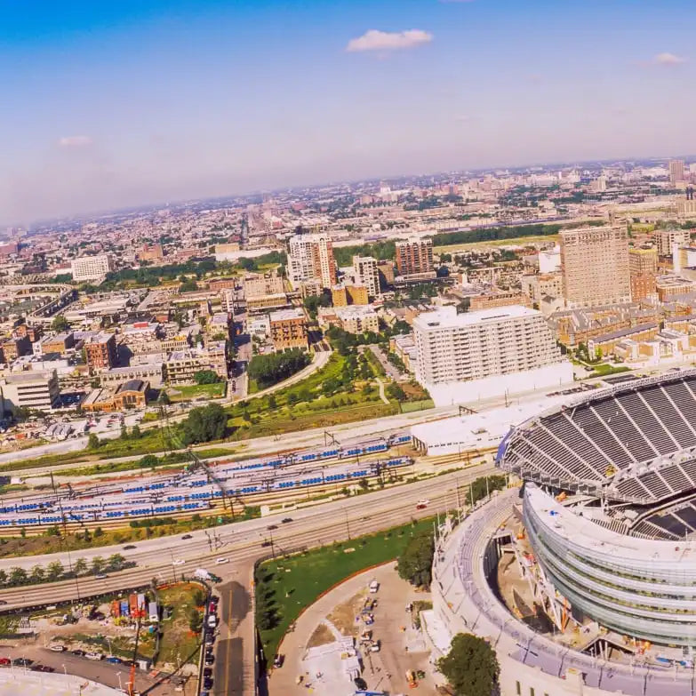 Frendorf | Luftaufnahme eines Stadions im Soldier Field II Wandkunst