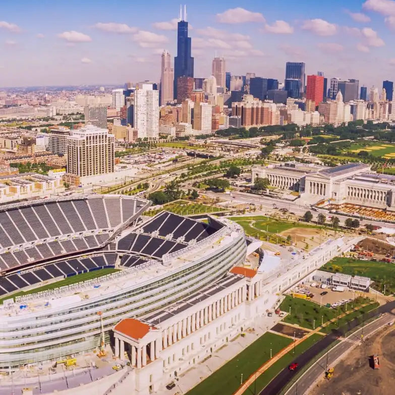 Frendorf | Luftaufnahme eines Stadions im Soldier Field II Wandkunst