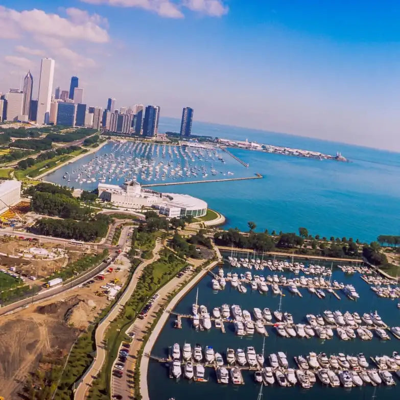 Frendorf | Luftaufnahme eines Stadions im Soldier Field II Wandkunst