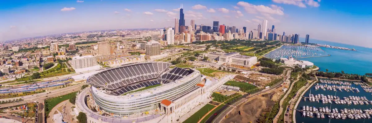 Frendorf | Luftaufnahme eines Stadions im Soldier Field II Wandkunst