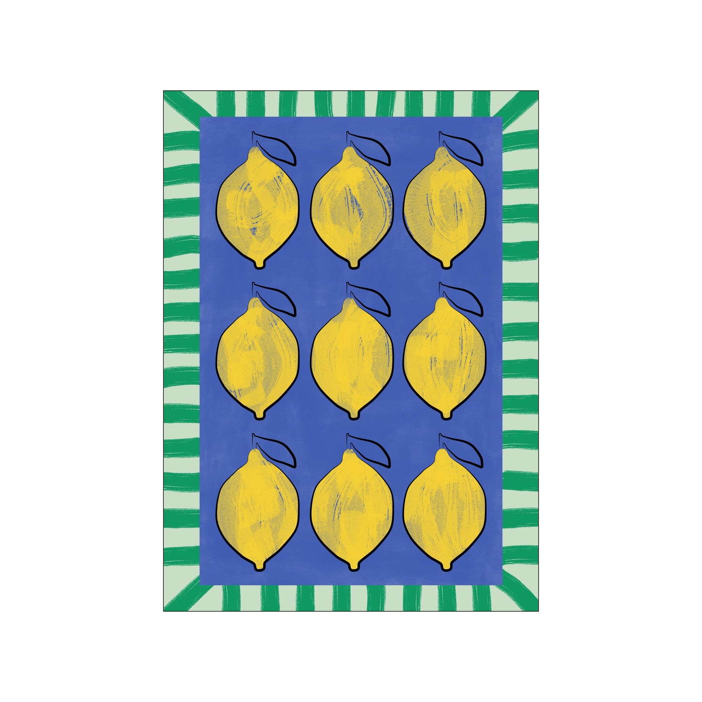 Vibrant Yellow Lemons on a Deep Blue