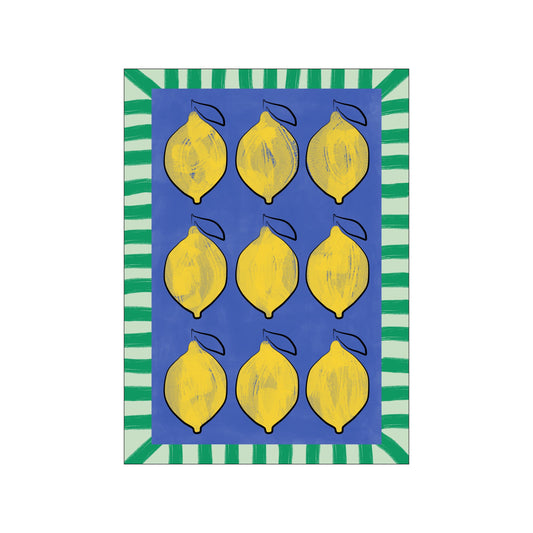 Vibrant Yellow Lemons on a Deep Blue