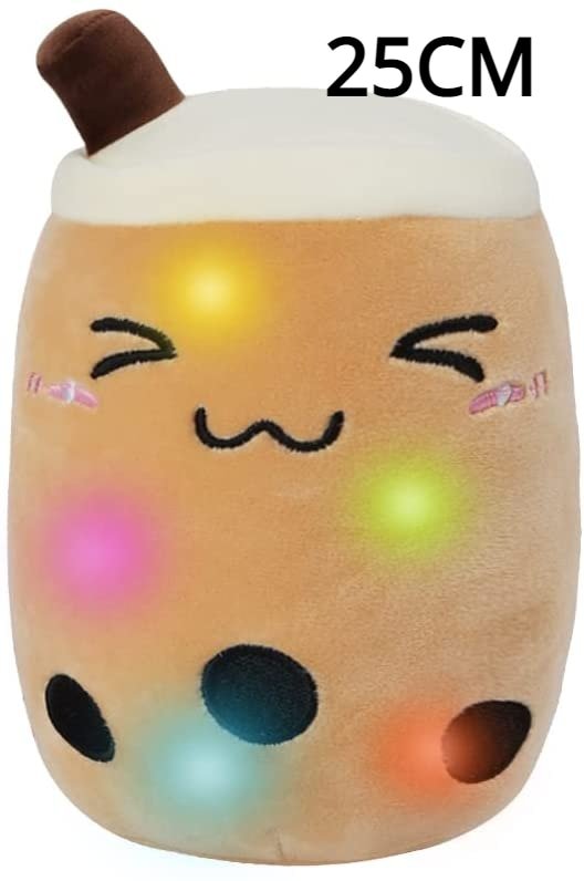 AIXINI Leuchtendes Boba Bubble Tea Plüschkissen - Stofftier mit LED farbigen Nachtslichtern und super weichem Material
