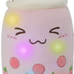 AIXINI Leuchtendes Boba Bubble Tea Plüschkissen - Stofftier mit LED farbigen Nachtslichtern und super weichem Material