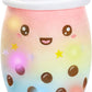 AIXINI Leuchtendes Boba Bubble Tea Plüschkissen - Stofftier mit LED farbigen Nachtslichtern und super weichem Material
