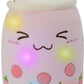 AIXINI Leuchtendes Boba Bubble Tea Plüschkissen - Stofftier mit LED farbigen Nachtslichtern und super weichem Material