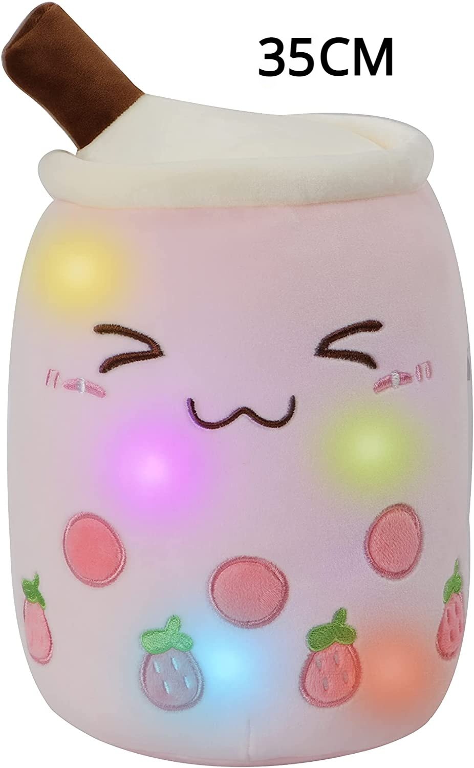 AIXINI Leuchtendes Boba Bubble Tea Plüschkissen - Stofftier mit LED farbigen Nachtslichtern und super weichem Material