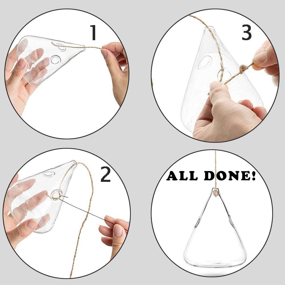 Frendorf | GlasLuxe 3-teiliges Set Glas-Hänge-Terrarienvasen | Elegante Pflanzenhalter | Deko für Zuhause