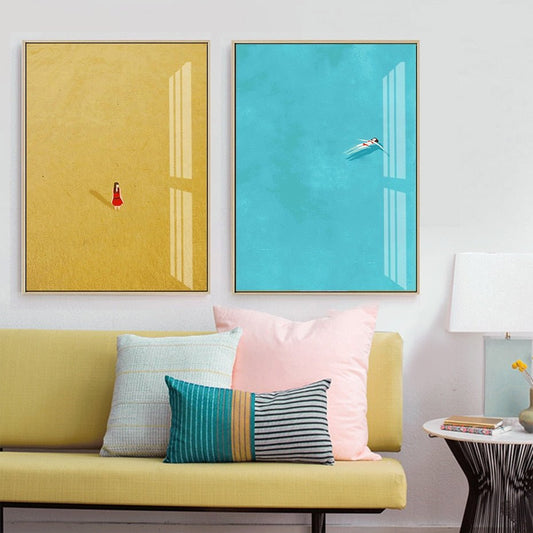 Allein Mädchen' Minimalistische Leinwanddruck Poster