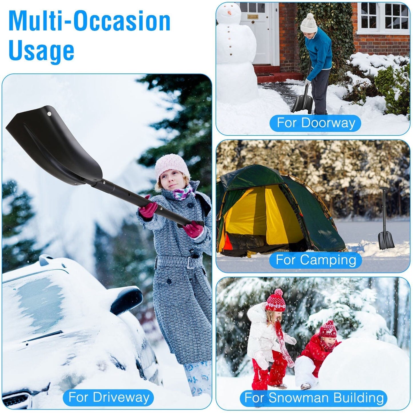 Frendorf | Aluminium Schneeschaufel Tragbar Leicht Camping Garten Strand Schaufel