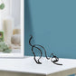 Tier Kunst Eisen Skulptur Retro Metall schwarze Linien Katze Hund Schreibtisch Ornament